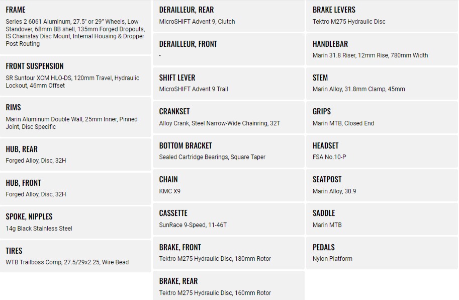 Marin bobcat discount trail size guide